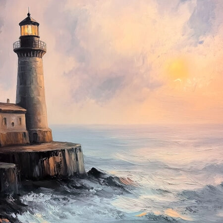 Πίνακας σε Καμβά VINTAGE PASTEL LIGHTHOUSE 4 - Vintage Sticky 5
