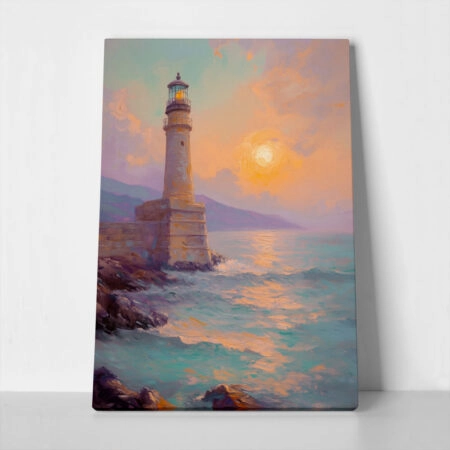 Πίνακας σε Καμβά VINTAGE PASTEL LIGHTHOUSE - Vintage