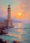 Πίνακας σε Καμβά VINTAGE PASTEL LIGHTHOUSE