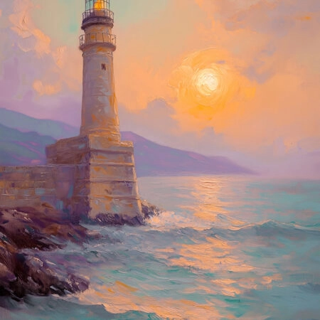 Πίνακας σε Καμβά VINTAGE PASTEL LIGHTHOUSE - Vintage Sticky 5