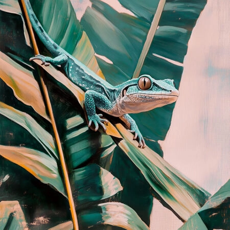 Πίνακας σε Καμβά VINTAGE PASTEL LIZARD - Vintage Sticky 5