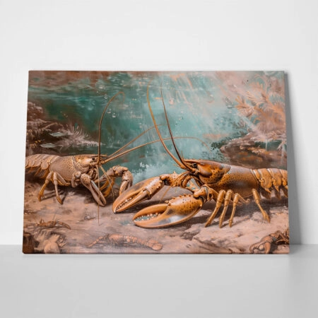 Πίνακας σε Καμβά VINTAGE PASTEL LOBSTERS 2 - Vintage