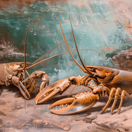 Πίνακας σε Καμβά VINTAGE PASTEL LOBSTERS 2 - Vintage Sticky 5