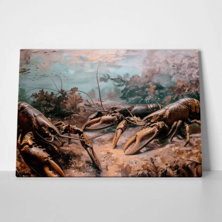 Πίνακας σε Καμβά VINTAGE PASTEL LOBSTERS - Vintage