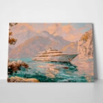 Πίνακας σε Καμβά VINTAGE PASTEL LUXURY YACHT 2