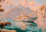 Πίνακας σε Καμβά VINTAGE PASTEL LUXURY YACHT 2
