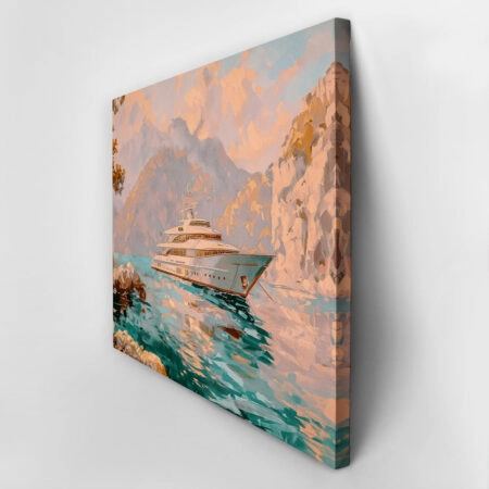 Πίνακας σε Καμβά VINTAGE PASTEL LUXURY YACHT 2 - Vintage Sticky 2