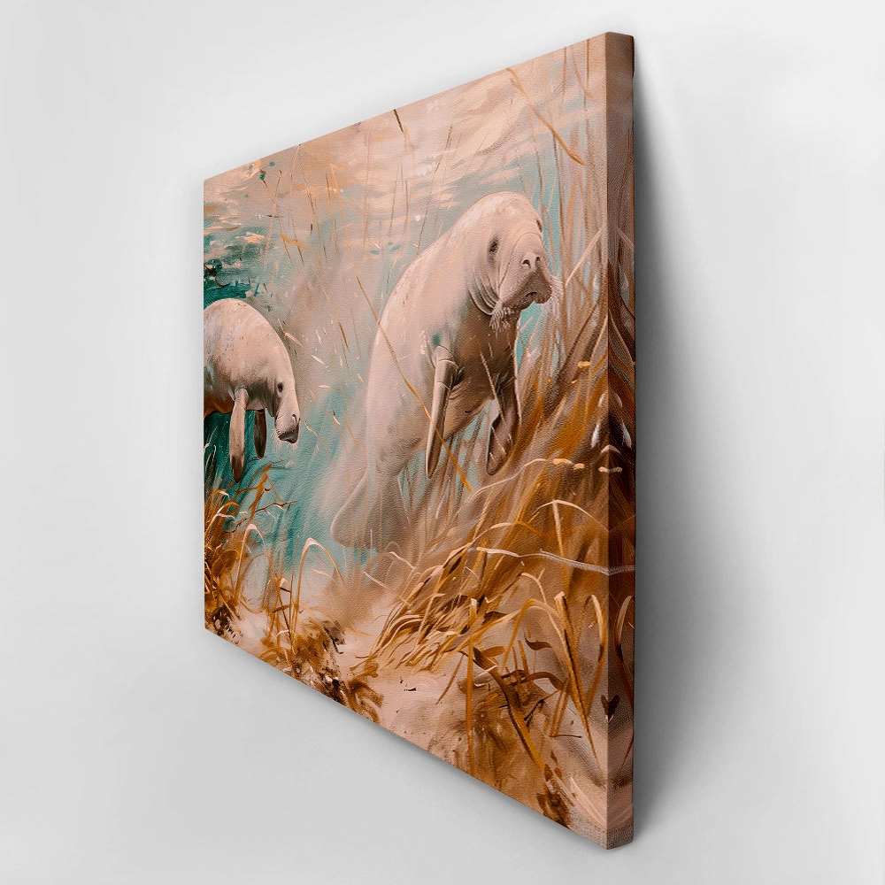 Πίνακας σε Καμβά VINTAGE PASTEL MANATEES