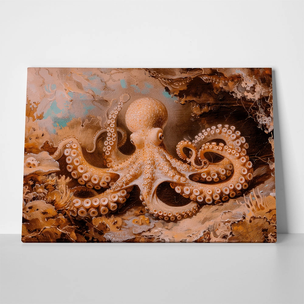 Πίνακας σε Καμβά VINTAGE PASTEL OCTOPUS 4