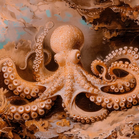 Πίνακας σε Καμβά VINTAGE PASTEL OCTOPUS 4 - Vintage Sticky 5