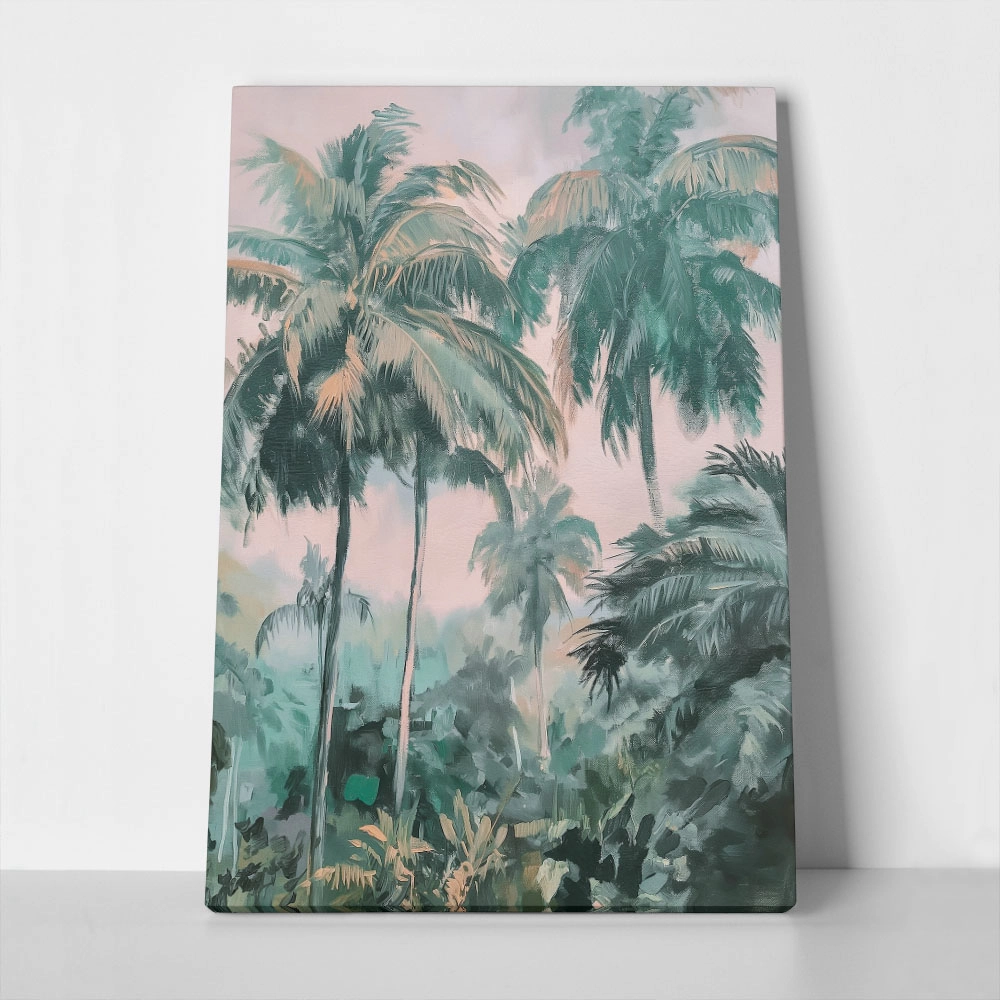 Πίνακας σε Καμβά VINTAGE PASTEL PALM TREES 2