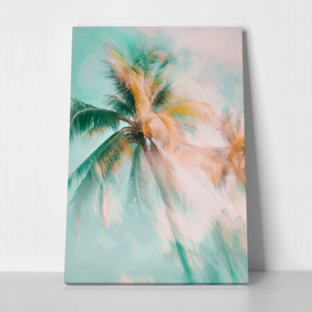 Πίνακας σε Καμβά VINTAGE PASTEL PALM TREE - Vintage