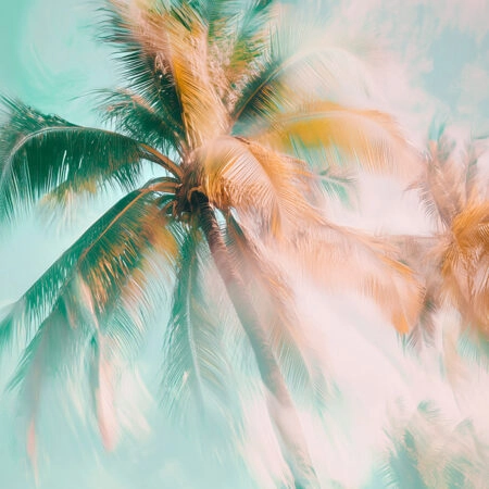 Πίνακας σε Καμβά VINTAGE PASTEL PALM TREE - Vintage Sticky 5