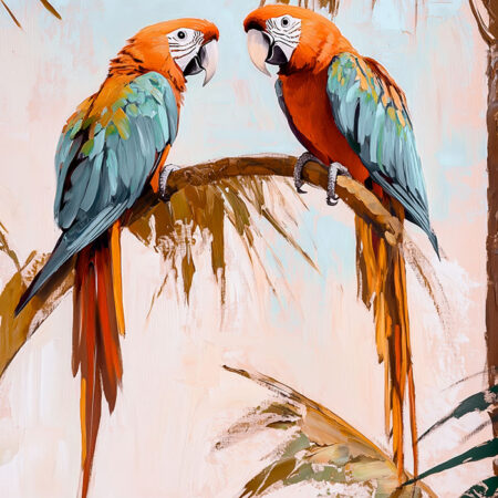 Πίνακας σε Καμβά VINTAGE PASTEL PARROTS 2 - Vintage Sticky 5