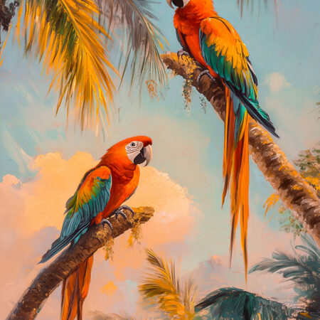 Πίνακας σε Καμβά VINTAGE PASTEL PARROTS - Vintage Sticky 5