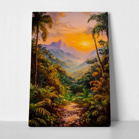 Πίνακας σε Καμβά VINTAGE PASTEL RAINFOREST - Vintage