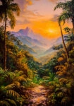 Πίνακας σε Καμβά VINTAGE PASTEL RAINFOREST
