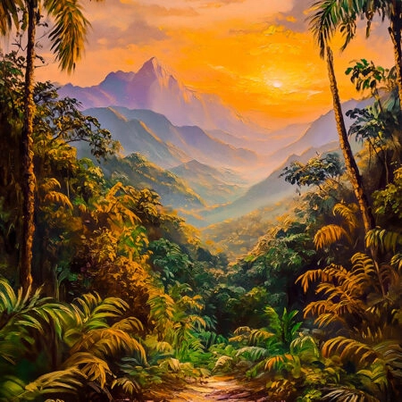 Πίνακας σε Καμβά VINTAGE PASTEL RAINFOREST - Vintage Sticky 5