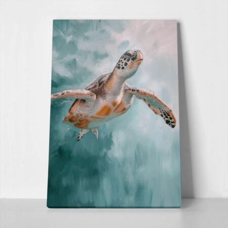 Πίνακας σε Καμβά VINTAGE PASTEL SEA TURTLE 2 - Vintage