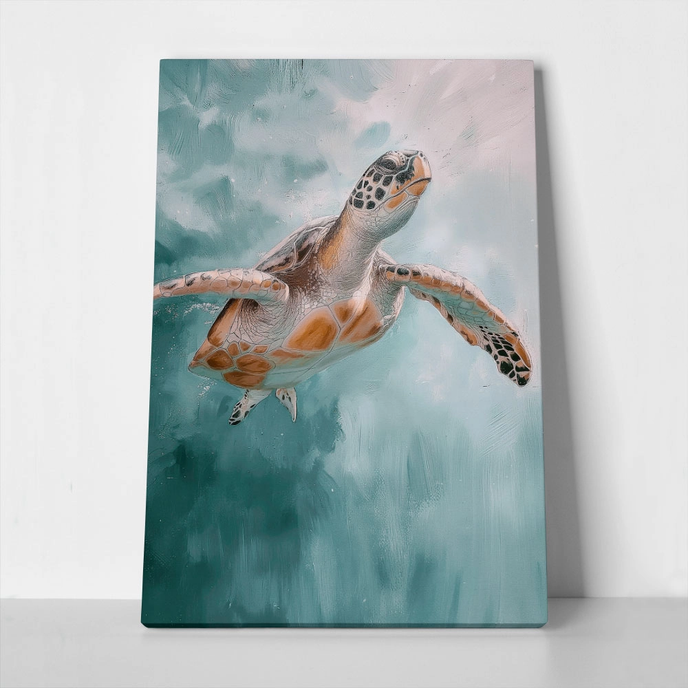 Πίνακας σε Καμβά VINTAGE PASTEL SEA TURTLE 2