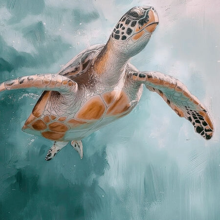 Πίνακας σε Καμβά VINTAGE PASTEL SEA TURTLE 2 - Vintage Sticky 5
