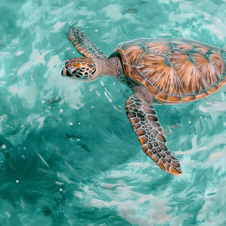 Πίνακας σε Καμβά VINTAGE PASTEL SEA TURTLE 4 - Vintage Sticky 5