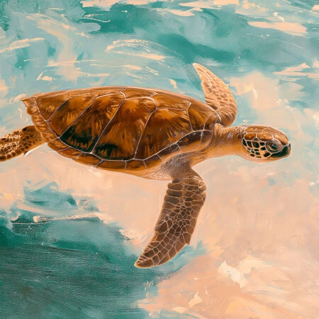 Πίνακας σε Καμβά VINTAGE PASTEL SEA TURTLE 5 - Vintage Sticky 5