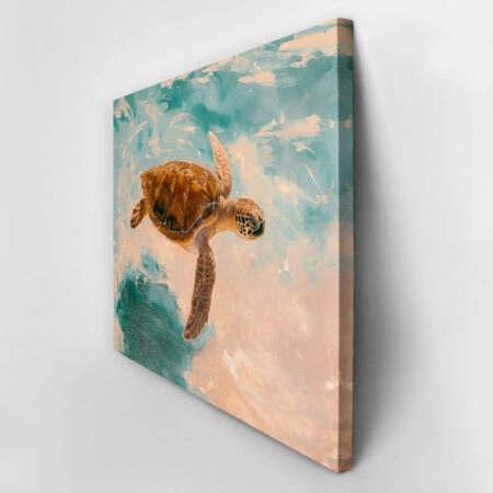 Πίνακας σε Καμβά VINTAGE PASTEL SEA TURTLE 5 - Vintage Sticky 2