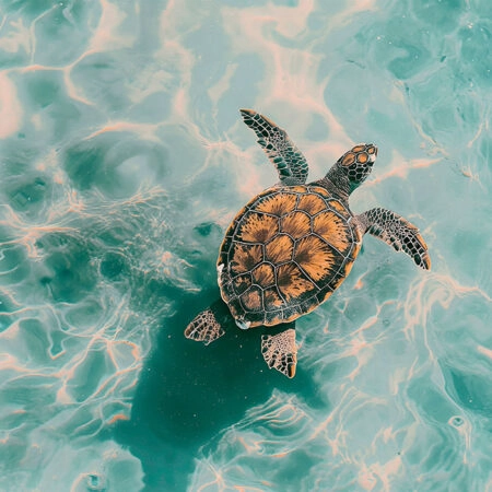 Πίνακας σε Καμβά VINTAGE PASTEL SEA TURTLE 6 - Vintage Sticky 5