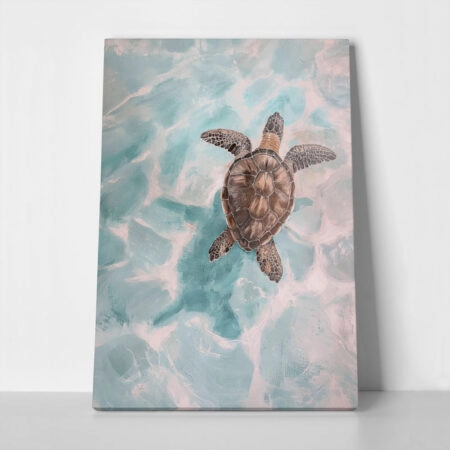 Πίνακας σε Καμβά VINTAGE PASTEL SEA TURTLE - Vintage