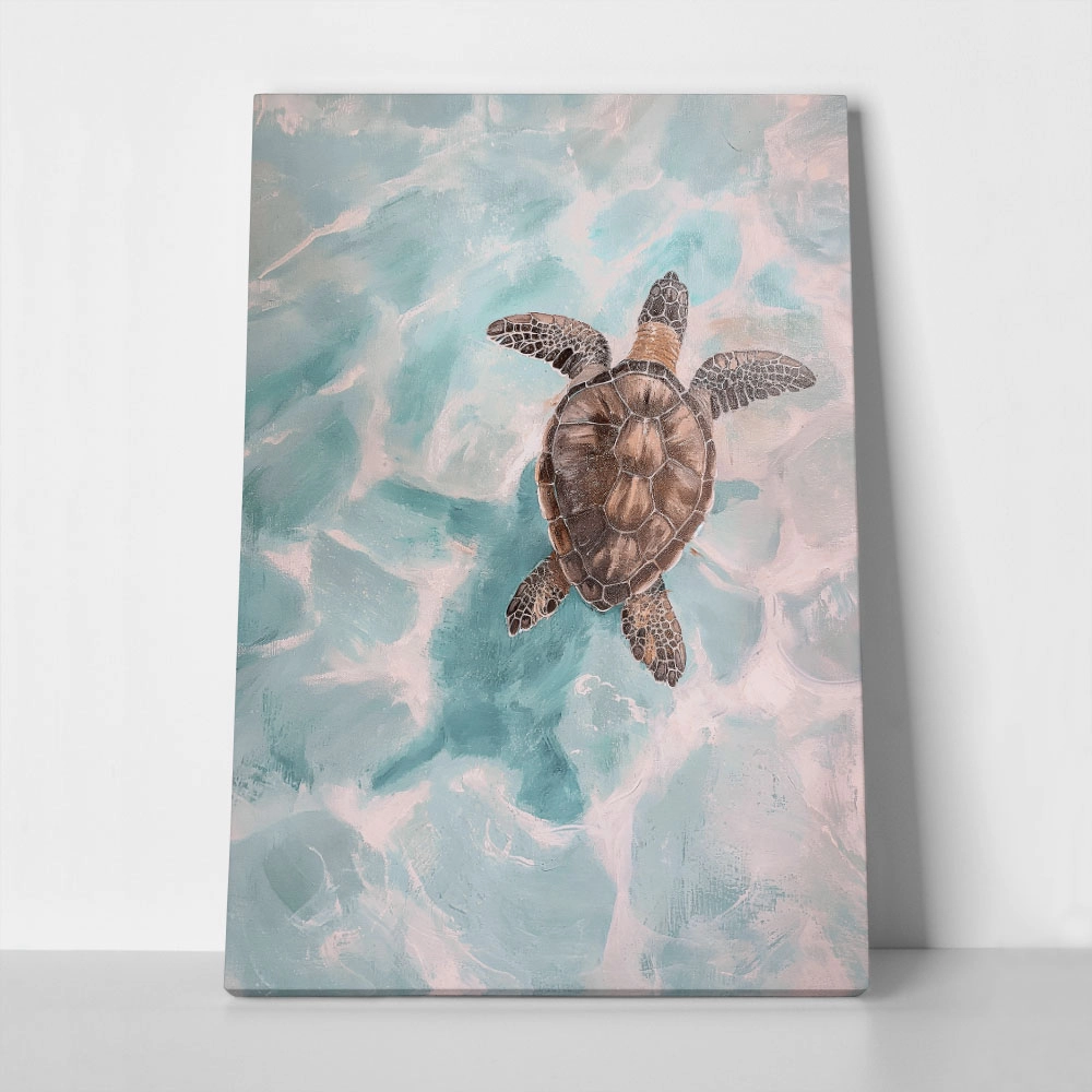 Πίνακας σε Καμβά VINTAGE PASTEL SEA TURTLE