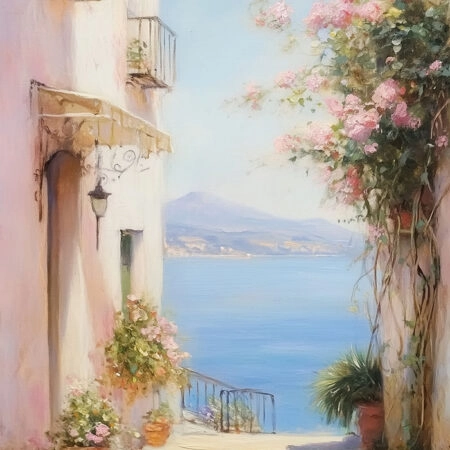 Πίνακας σε Καμβά VINTAGE PASTEL SEA VIEW 2 - Vintage Sticky 5