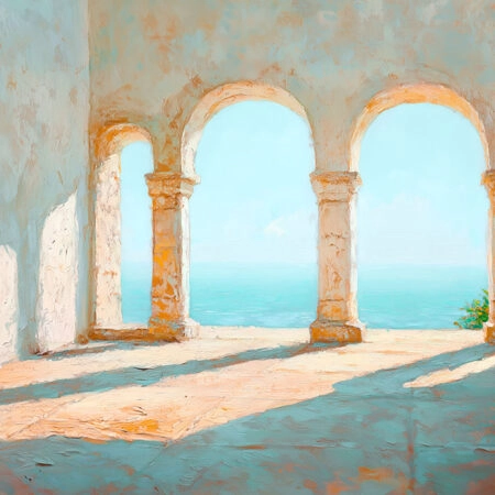 Πίνακας σε Καμβά VINTAGE PASTEL SEA VIEW 3 - Vintage Sticky 5