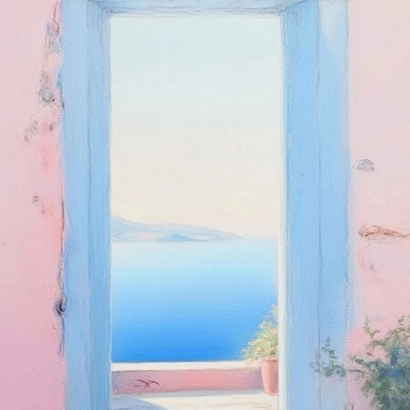 Πίνακας σε Καμβά VINTAGE PASTEL SEA VIEW - Vintage Sticky 5