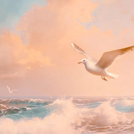 Πίνακας σε Καμβά VINTAGE PASTEL SEAGULL 4 - Vintage Sticky 5