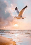 Πίνακας σε Καμβά VINTAGE PASTEL SEAGULL