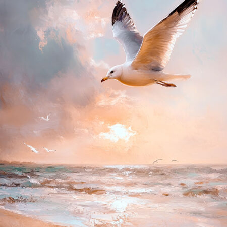 Πίνακας σε Καμβά VINTAGE PASTEL SEAGULL - Vintage Sticky 5