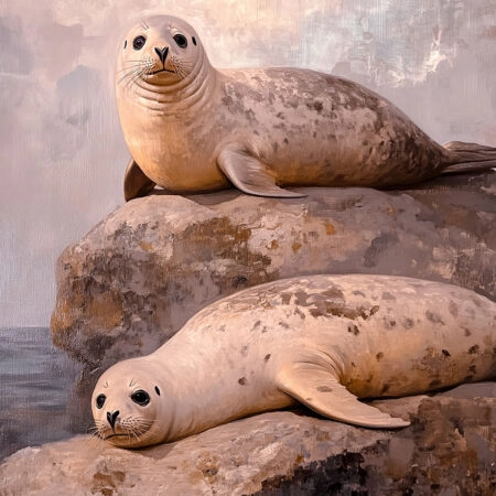 Πίνακας σε Καμβά VINTAGE PASTEL SEALS - Vintage Sticky 5