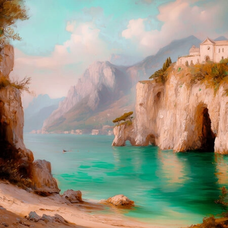 Πίνακας σε Καμβά VINTAGE PASTEL SECRET BEACH 2 - Vintage Sticky 5