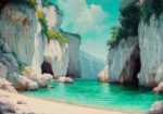Πίνακας σε Καμβά VINTAGE PASTEL SECRET BEACH 3