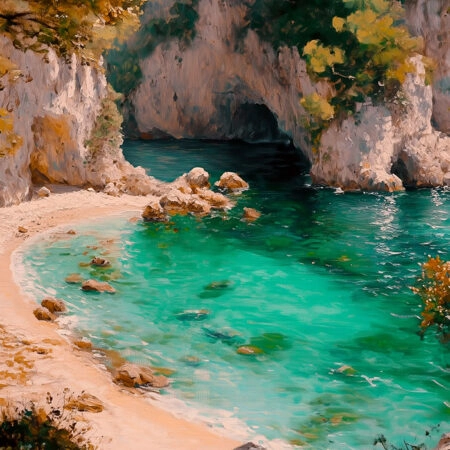 Πίνακας σε Καμβά VINTAGE PASTEL SECRET BEACH - Vintage Sticky 5