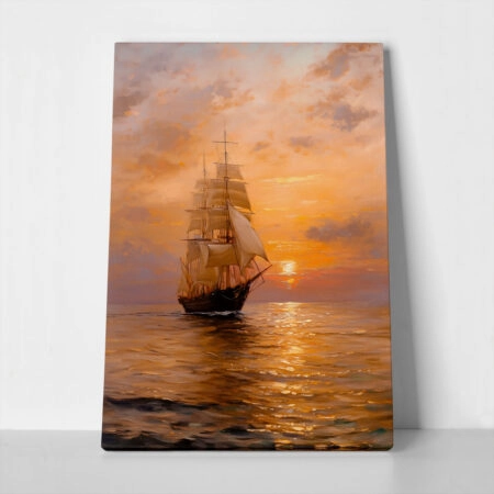 Πίνακας σε Καμβά VINTAGE PASTEL SHIP - Vintage