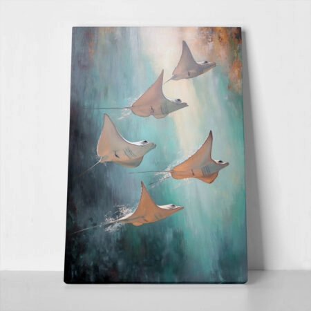 Πίνακας σε Καμβά VINTAGE PASTEL STINGRAYS 2 - Vintage