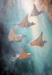 Πίνακας σε Καμβά VINTAGE PASTEL STINGRAYS 2