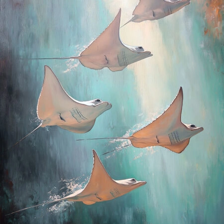 Πίνακας σε Καμβά VINTAGE PASTEL STINGRAYS 2 - Vintage Sticky 5