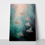 Πίνακας σε Καμβά VINTAGE PASTEL STINGRAYS