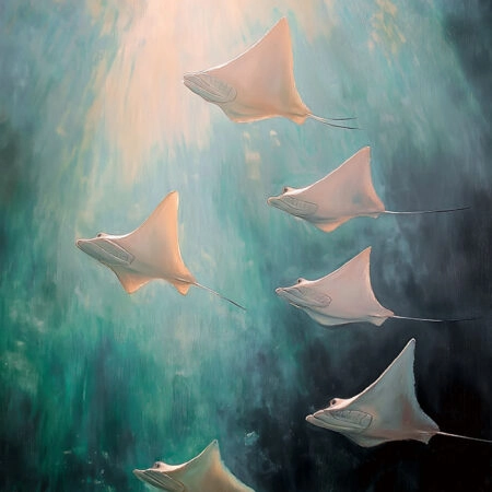 Πίνακας σε Καμβά VINTAGE PASTEL STINGRAYS - Vintage Sticky 5