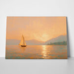 Πίνακας σε Καμβά VINTAGE PASTEL SUNSET BOAT 2