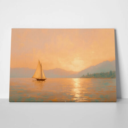 Πίνακας σε Καμβά VINTAGE PASTEL SUNSET BOAT 2