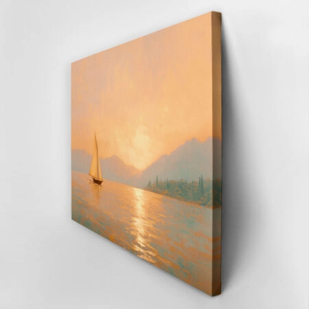 Πίνακας σε Καμβά VINTAGE PASTEL SUNSET BOAT 2 - Vintage Sticky 2